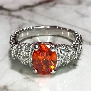 NEW Sterling Silver Oval Orange Stone Ring